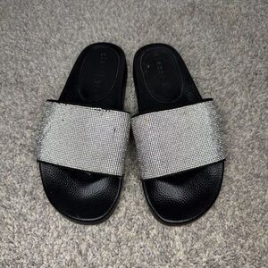 Giani Bini Rhinestone Black and Silver Slides